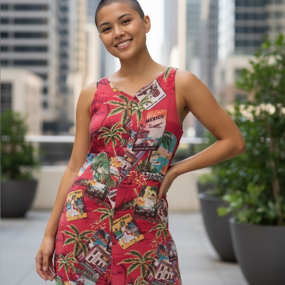 Desigual Vibrant Red Tropical Mini Dress